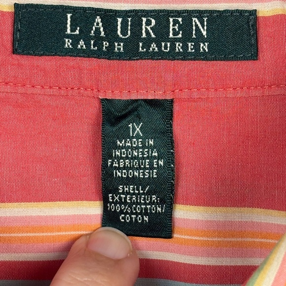 Lauren Ralph Lauren LongSleeve Lightweight Cotton Popover Tunic Blouse 1X Preppy - Picture 6 of 13